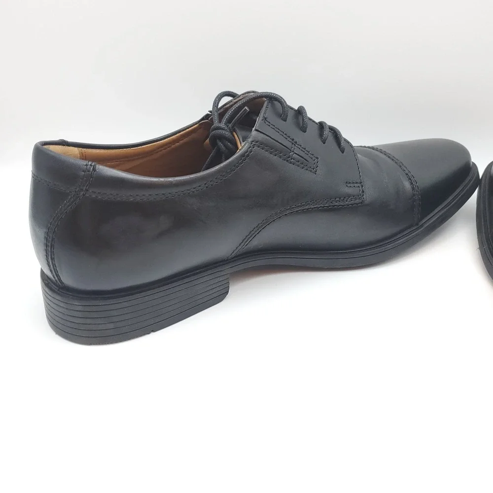 Clarks Tilden Cap Black Leather Oxford Dress Shoes Men's‎ Size 8.5